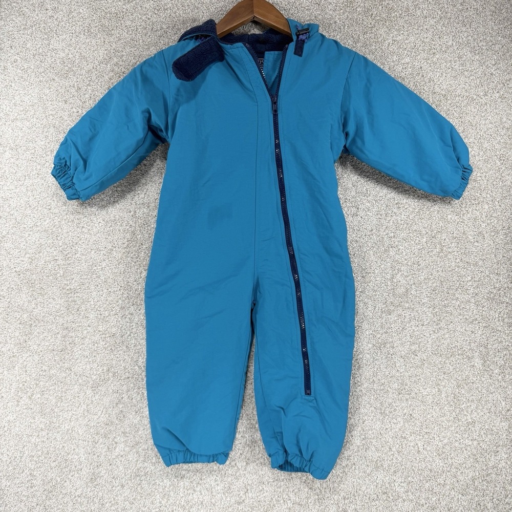 Toddler 3T Lands End Waterproof Insulated Snow Suit Ski Teal Hooded Winter‎ 90s